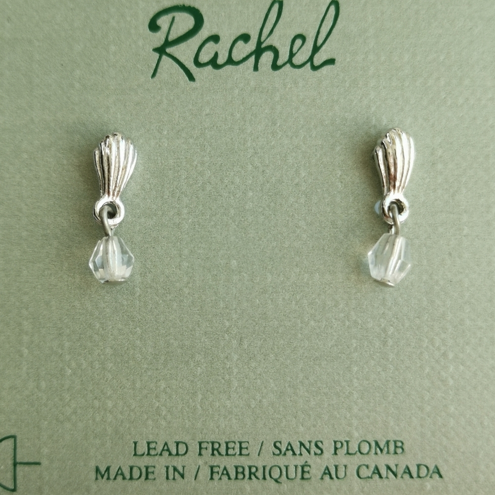 Vintage  stud earrings crystal and Silver Tone